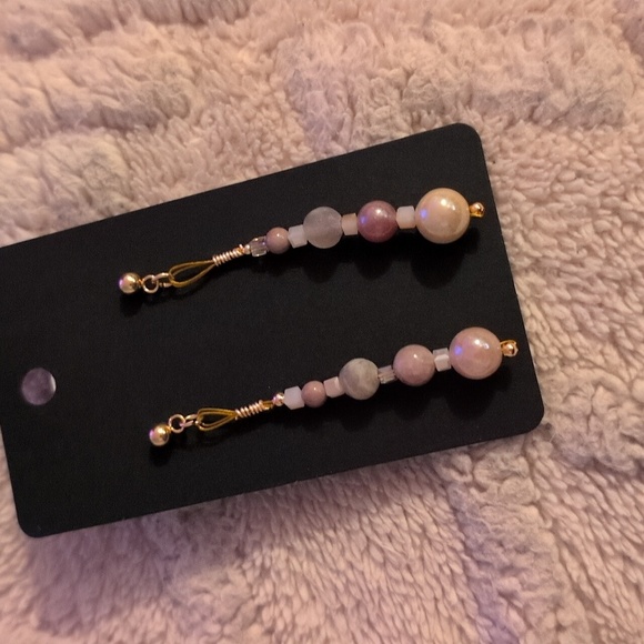 Elegant Gold and purple semi-precious Beaded Earrings - Picture 1 of 3